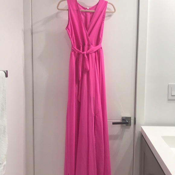 BARBIE PINK FLOWY MAXI DRESS - Picture 2 of 6